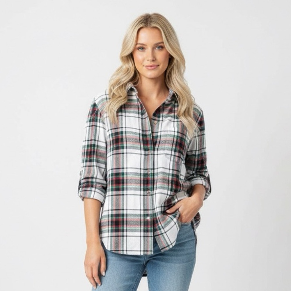 Universal Thread blue Plaid flannel oversized fit Button-Down Shirt size medium